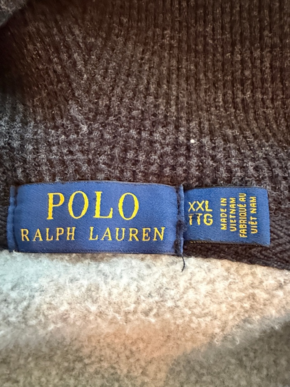 Polo Ralph Lauren Pullover Fleece Lined Lined Zip Up Heather Charcoal Hoodie 2XL - Picture 10 of 10